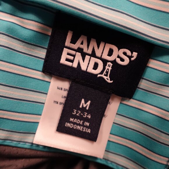 Lands’ End Hybrid Swim Shorts Men’s Medium 7” Teal Stripe Lined Quick-Dry - Picture 3 of 12